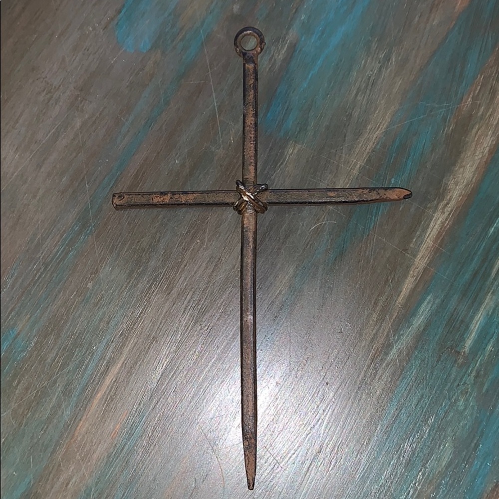 Rust Nails Metal Wall Cross